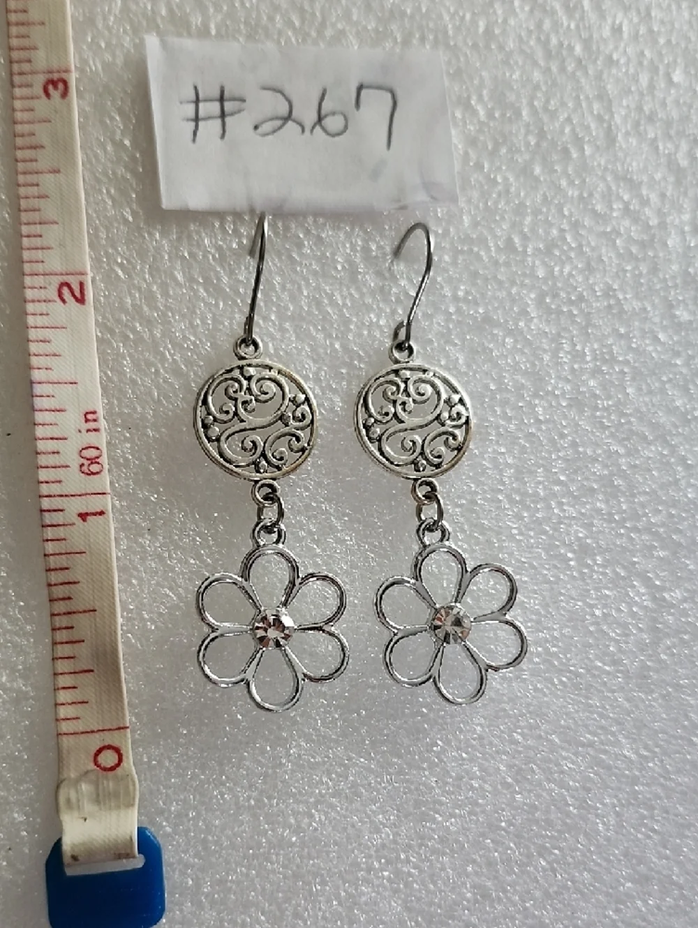 Hand Crafted Silver Floral Filigree Drop Earrings